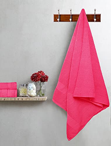 GLAMBURG Ultra Soft 8-Piece Towel Set - 100% Pure Ringspun Cotton, Contains 2 Oversized Bath Towels 27x54, 2 Hand Towels 16x28, 4 Wash Cloths 13x13 - Ideal for Everyday use, Hotel & Spa - Hot Pink