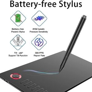 VEIKK A15Pro Graphics Drawing Tablet 10 x 6 Inch Digital Pen Tablet with 12 Shortcut Keys -1 Quick Dial and Battery-Free Passive Stylus,Supports Tilt Function,for Mac/Chrome/Windows/Linux/Android OS