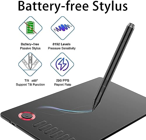 VEIKK A15Pro Graphics Drawing Tablet 10 x 6 Inch Digital Pen Tablet with 12 Shortcut Keys -1 Quick Dial and Battery-Free Passive Stylus,Supports Tilt Function,for Mac/Chrome/Windows/Linux/Android OS