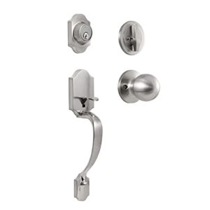 gua oyh front door handle satin nickel door lock set with single cylinder deadbolt and door knob front entry handle set (l36158-s-s121)