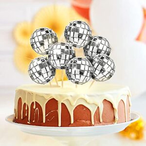 20 pieces disco ball cupcake toppers disco ball cake toppers 1970s disco ball cake decorations disco theme cake picks for christmas disco theme party 70s theme party favor
