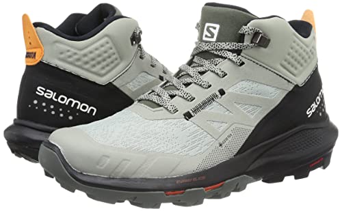 Salomon Men's OUTPULSE Mid Gore-Tex Hiking Boots for Men, Wrought Iron/Black/Vibrant Orange, 10