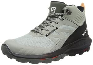 salomon men's outpulse mid gore-tex hiking boots for men, wrought iron/black/vibrant orange, 10
