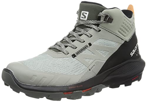 Salomon Men's OUTPULSE Mid Gore-Tex Hiking Boots for Men, Wrought Iron/Black/Vibrant Orange, 10