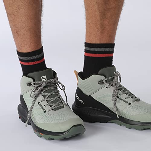 Salomon Men's OUTPULSE Mid Gore-Tex Hiking Boots for Men, Wrought Iron/Black/Vibrant Orange, 10