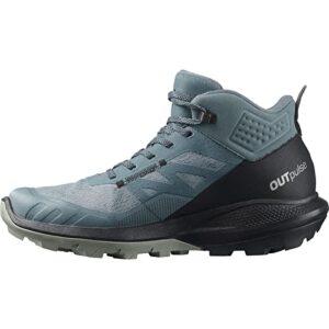 salomon women's outpulse mid gore-tex hiking boots for women, stormy weather/black/wrought iron, 10