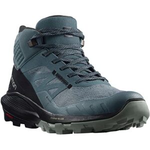 Salomon Women's OUTPULSE Mid Gore-Tex Hiking Boots for Women, Stormy Weather/Black/Wrought Iron, 10