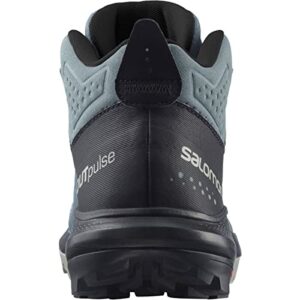 Salomon Women's OUTPULSE Mid Gore-Tex Hiking Boots for Women, Stormy Weather/Black/Wrought Iron, 10