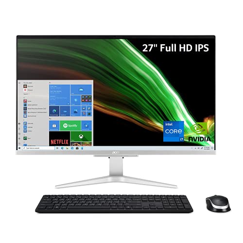 Acer Aspire C27-1655-UA93 AIO Desktop | 27" Full HD IPS Display | 11th Gen Intel Core i7-1165G7 | NVIDIA GeForce MX330 | 16GB DDR4 | 512GB SSD | 1TB HDD | Intel Wireless Wi-Fi 6 | Windows 10 Pro