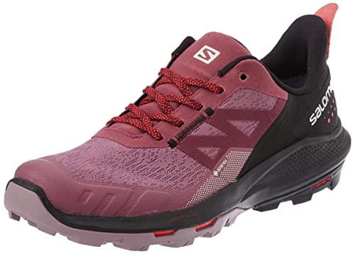 Salomon Women's OUTPULSE Gore-Tex Hiking Shoes for Women, Tulipwood/Black/Poppy Red, 8.5