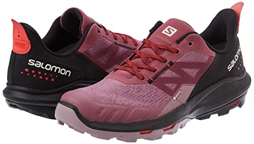 Salomon Women's OUTPULSE Gore-Tex Hiking Shoes for Women, Tulipwood/Black/Poppy Red, 8.5