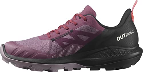 Salomon Women's OUTPULSE Gore-Tex Hiking Shoes for Women, Tulipwood/Black/Poppy Red, 8.5