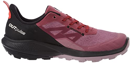 Salomon Women's OUTPULSE Gore-Tex Hiking Shoes for Women, Tulipwood/Black/Poppy Red, 8.5