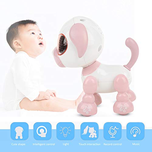 Robot Dog, Durable Safe Plastic Material Electronic Dog Toy, for Baby Kids(Smart Puppy Pink, Transparency)