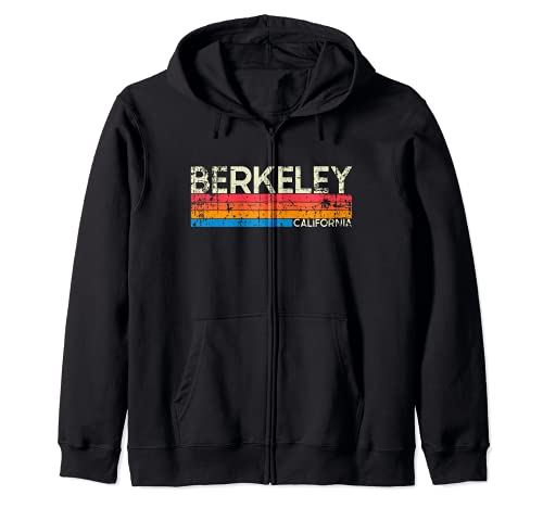 Vintage Retro Berkeley California Distressed Zip Hoodie