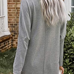 Dokotoo Womens Comfy Casual Long Sleeve T Shirt Tunics Tops Blouse Fashion Oversized Shirts Tunic with Pockets Tops for Leggings Summer Autumn Spring (US 16-18) XL,Gray