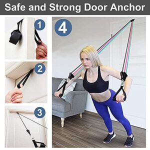 Exercise Resistance Bands Set for Women, Home Gym Fitness Workout Bands 11PCS with Fitness Tubes, Foam Handles, Ankle Straps, Door Anchor, Carrying Pouch for Yoga, Physical Therapy, Up to 100 lbs