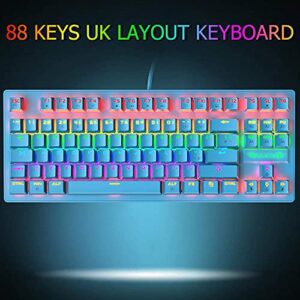 MANBASNAKE K2 Mechanical Gaming Keyboard RGB LED Rainbow Backlit Wired Keyboard with Red Switches for Windows Mac Xbox Gamer(Blue)