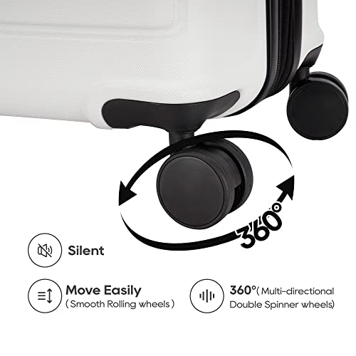 GinzaTravel 2-Piece ABS Luggage Set with TSA Locks, Expandable, and Friction-Resistant in White - Includes Carry-On 20" and 28" Spinner Suitcases