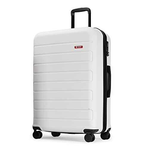 GinzaTravel 2-Piece ABS Luggage Set with TSA Locks, Expandable, and Friction-Resistant in White - Includes Carry-On 20" and 28" Spinner Suitcases