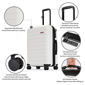 GinzaTravel 2-Piece ABS Luggage Set with TSA Locks, Expandable, and Friction-Resistant in White - Includes Carry-On 20" and 28" Spinner Suitcases