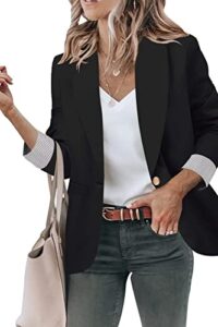 genhoo women's blazers & suit jackets open front button blazer long sleeve work office cardigan jacket black xl