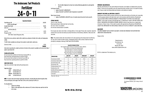 The Andersons Professional 24-0-11 2% Iron Deep Green Fertilizer with NS-54 Nitrogen 40 lb Bag 10,000 sq ft