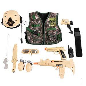 JOYIN 12 Pcs Army Costume Soldier Military Combat Marines Accessories Set for Halloween Costume Cosplay, Soldier Role Play Set for Kids, Deluxe Camouflage Dress Up and Birthday