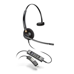 poly - encorepro 515-m usb-a and usb-c usb headset (plantronics) - optimized for teams - hold & call answer buttons - works with avaya, genesys, & cisco call center platforms - single ear/mono,black