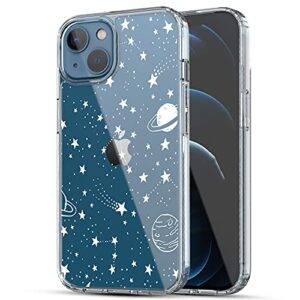 ranz compatible with iphone 13 mini case, anti-scratch shockproof series clear hard pc+ tpu bumper protective cover case for iphone 13 mini (5.4") - universe