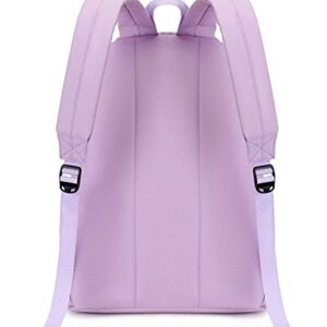 abshoo Lightweight Casual Unisex Backpack for School Solid Color Boobags (Light Purple)