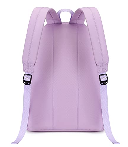abshoo Lightweight Casual Unisex Backpack for School Solid Color Boobags (Light Purple)