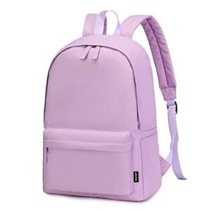 abshoo Lightweight Casual Unisex Backpack for School Solid Color Boobags (Light Purple)