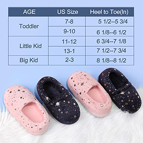 Bigwow Kids Slippers for Girls Boys Toddler Elastic Heel Girls House Shoes Cozy Memory Foam Slippers Boys Indoor Outdoor Navy Blue Size 11-12