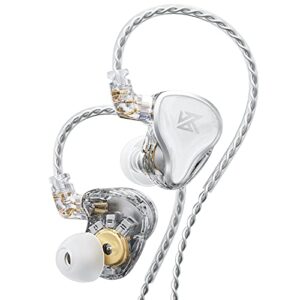 kz zas 16-unit hybrid high-frequency 7ba+10mm dual dd hifi stereo sound earphones noise cancelling earbuds(white,no mic)