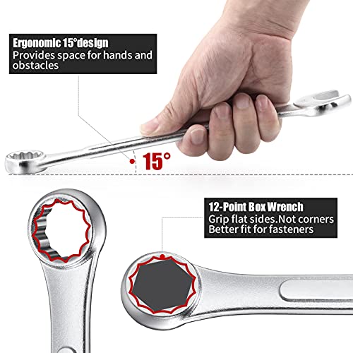 ROCHOOF Combination Wrench Set,5-Piece Metric Wrench Set 12-Point Chrome Vanadium Steel Wrenches 22-32mm with Rolling Pouch