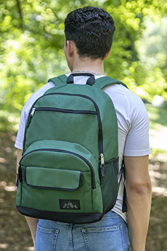 Multi Pocket Colorful Travel and College Backpacks with Padded Straps, Side Pockets (Green)