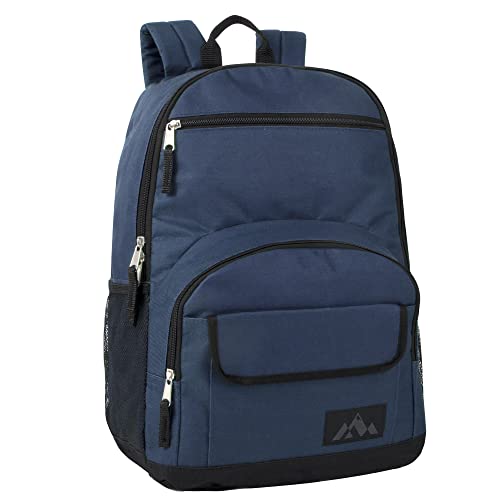 Multi Pocket Colorful Travel and College Backpacks with Padded Straps, Side Pockets (Navy)