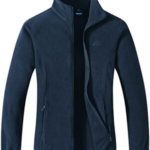 GIMECEN Women's Lightweight Full Zip Soft Polar Fleece Jacket Outdoor Recreation Coat With Zipper Pockets Large