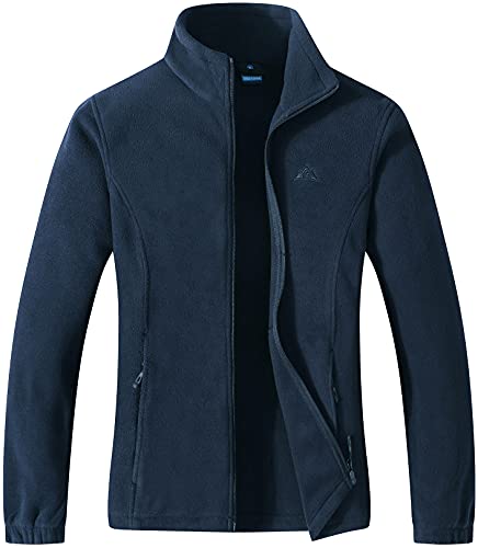 GIMECEN Women's Lightweight Full Zip Soft Polar Fleece Jacket Outdoor Recreation Coat With Zipper Pockets Large