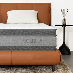 molblly king mattress, 10 inch cooling-gel memory foam and individually pocket innerspring hybrid bed mattress in a box, certipur-us certified,76”*80”, medium firm size