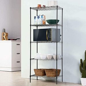 FDW 14Dx24Wx60H Wire Rack 5 Shelf Storage Unit Wire Shelving Unit Metal Shelf Organizer Heavy Duty Certification Commercial Grade Rack Utility for Bathroom Office Kitchen (Black)