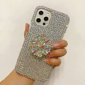 max-abc compatible with samsung galaxy note 10 plus glitter case,3d diamond crystal rhinestone women girls rainbow shiny sparkle bling glitter protective phone case cover with kickstand