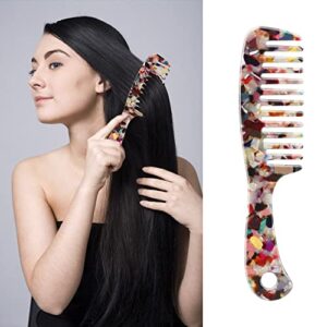 large wide tooth hair comb, ladyamz [tortoise shell] cellulose acetate round tooth comb for straight/curly hair,short/long hair women men or kids, easy detangling wet or dry, anti-static (multi-colored)