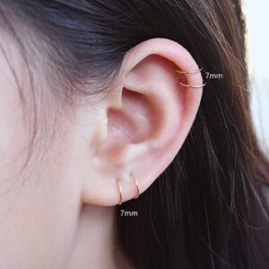 7mm Small 14k Rose Gold filled Hoop Earrings for Women Cartilage Helix Tragus