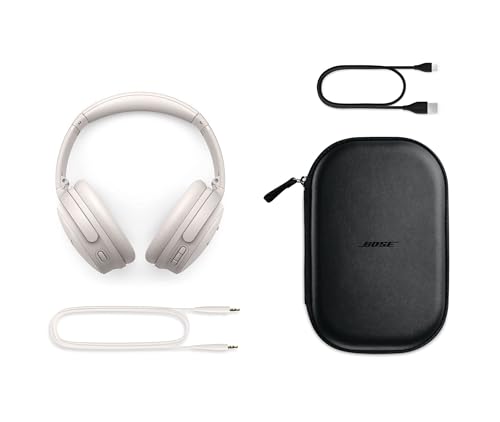 Bose QuietComfort 45 Wireless Bluetooth Noise Cancelling Headphones, Over-Ear Headphones with Microphone, Personalized Noise Cancellation and Sound, White Smoke