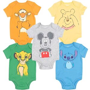 disney mickey mouse lion king pooh bear tigger stitch baby 5 pack bodysuits newborn