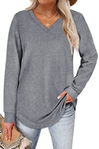 wiholl shirts for women v neck loose casual tunic sweatshirts trendy gray xl