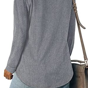 WIHOLL Shirts for Women V Neck Loose Casual Tunic Sweatshirts Trendy Gray XL