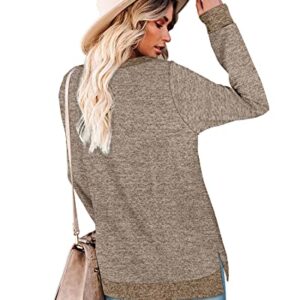 WEESO Crew Neck Sweatshirts Hoodies for Women Tunic Tops for Leggings Coffee Large